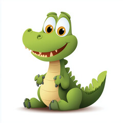 Fototapeta premium Vector illustration of a cartoon crocodile on a white background, with a playful and fun design, perfect for kids' artwork, educational materials, and themed projects.