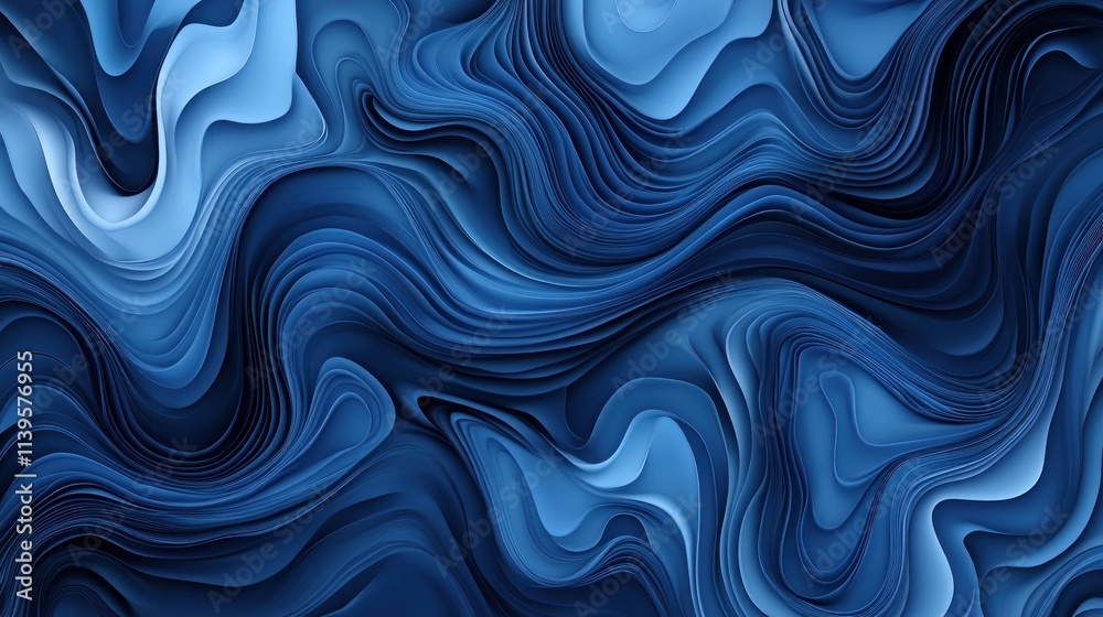 Poster Abstract swirling patterns in shades of blue create a fluid, dynamic visual effect.