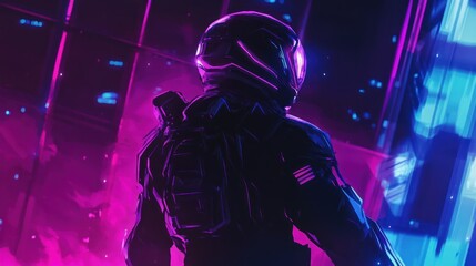 Neon Cyberpunk Astronaut: A Futuristic Vision
