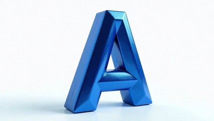 Glossy Blue A, 3D Realistic, White Background, AI Art, Depth, Mood, Lighting, Atmosphere