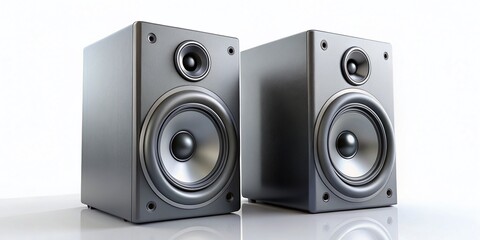 Obraz premium Home Audio Speakers on White Surface - Landscape Photography