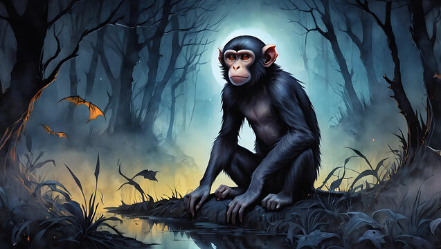 monkey in the woods