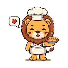 Cute Lion Standing Cartoon Vector Icon Illustration. Animal Nature Icon Concept Isolated Premium Vector. Flat Cartoon Style