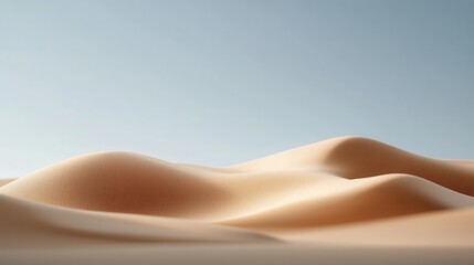 Golden sand dunes illuminated by soft sunlight,