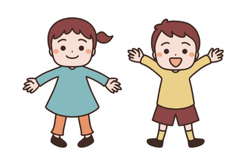 笑顔の男の子と女の子