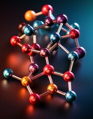 Abstract molecular structure with vibrant colors.