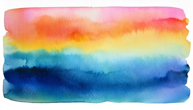 Vibrant watercolor wash in sunset hues.  A beautiful blend of warm and cool colors.
