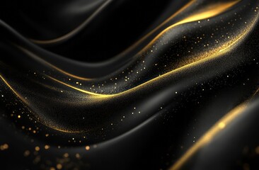 Abstract Black Gold Glittering Wave Design