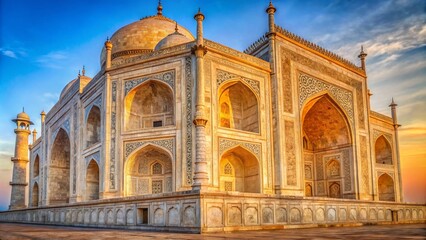 Taj Mahal Macro Close-up, Agra, India, AI Photography, Detailed Stonework