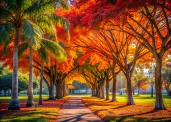 Naklejka premium Tropical Autumn Park Gables Minimalist Photography