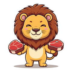 Cute Lion Standing Cartoon Vector Icon Illustration. Animal Nature Icon Concept Isolated Premium Vector. Flat Cartoon Style