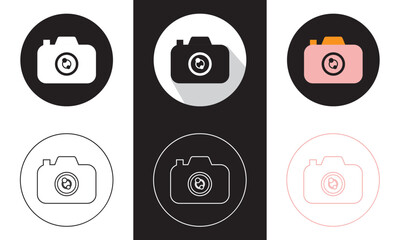 Digital camera icon.  photo camera sign and symbol. photography icon. Vector illustration. isolated on white and black background. EPS 10