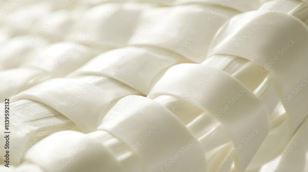 Aufkleber close-up of interwoven white ribbons creating a textured surface.