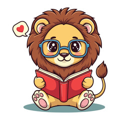 Obraz premium Cute Lion Standing Cartoon Vector Icon Illustration. Animal Nature Icon Concept Isolated Premium Vector. Flat Cartoon Style