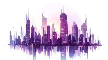 Futuristic Cityscape with Reflection