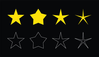 Set of different stars icon. yellow star symbol collection. rating sign and symbol. feedback symbol. stars for product rating or customer review