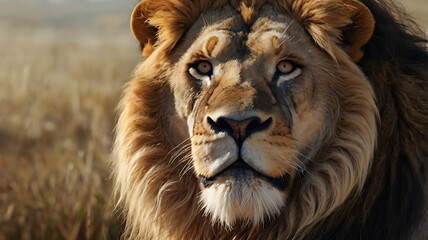 Obraz premium Lion of Judah, exuding strength and power. Christian conceptual illustration. AI generated image 