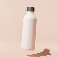 Minimalist concept for mock-up of food packaging bottle. Bottle with a minimalist design against a neutral background