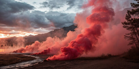 Fototapeta premium Realistic Red Smoke Effect