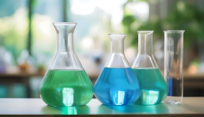 Blue-green beaker and test bottle products