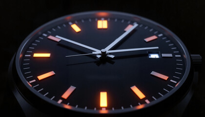 Elegant wristwatch with glowing markers showcasing precision craftsmanship in a darkened setting
