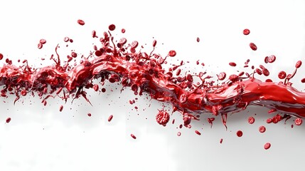 Naklejka premium Vibrant Splash of Red Liquid with Dynamic Movement and Droplets Against a White Background for Artistic and Creative Designs