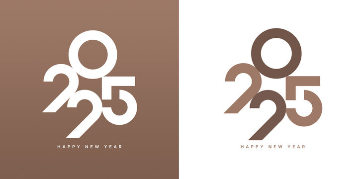 Happy new year greeting card with 2025 trend color.