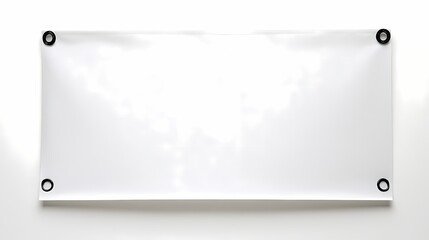 Blank white banner background with grommets and soft natural light, ideal for promotional content, product displays, events, and graphic design purposes in various creative projects