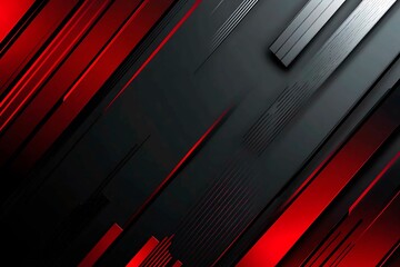 Dynamic technology-inspired abstract background with sharp red, black, and silver lines, creating a sleek and futuristic digital design.
