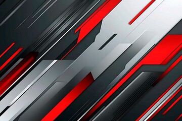 Dynamic technology-inspired abstract background with sharp red, black, and silver lines, creating a sleek and futuristic digital design.