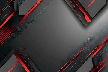 Dynamic technology-inspired abstract background with sharp red, black, and silver lines, creating a sleek and futuristic digital design.