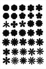 flower-like shapes, Each row presents variations in petal count and patterns, creating a visually appealing sequence perfect for design, pattern creation, or educational purposes
