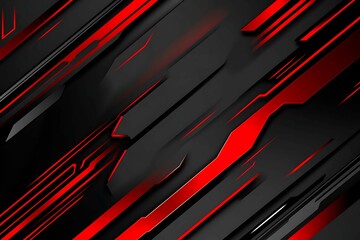 Obraz premium Dynamic technology-inspired abstract background with sharp red, black, and silver lines, creating a sleek and futuristic digital design.