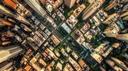 aerial view of tall buildings