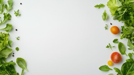 Fresh Vegetables and Herbs on White Background