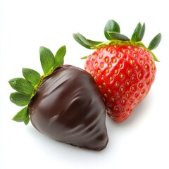 Chocolate-dipped strawberries isolated on white background 