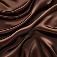 Fototapeta premium Brown stain silk fabric texture with intricate folds. Elegant background. Silk fabric texture background. Chocolate brown wave