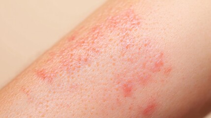 Closeup view of inflamed skin showing a rash