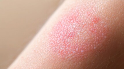 Closeup view of inflamed skin exhibiting a rash