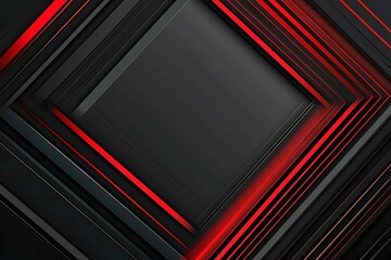 Obraz premium Dynamic technology-inspired abstract background with sharp red, black, and silver lines, creating a sleek and futuristic digital design.