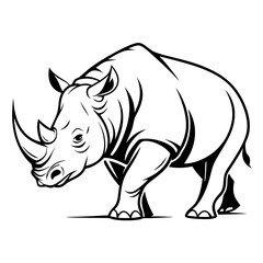 Rhino cartoon coloring page. Vector illustration 