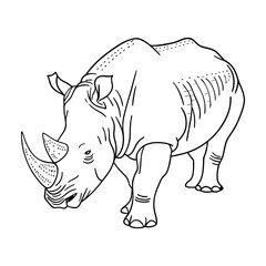 Rhino cartoon coloring page. Vector illustration 