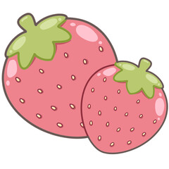 Cute Strawberry with Green Leaf Top