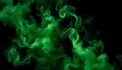 thick green smoke billowing in a shadowy studio space, captured with sharp studio lighting...