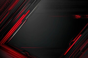Dynamic technology-inspired abstract background with sharp red, black, and silver lines, creating a sleek and futuristic digital design.