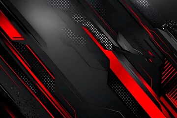 Dynamic technology-inspired abstract background with sharp red, black, and silver lines, creating a sleek and futuristic digital design.
