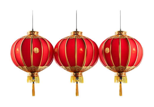 Chinese red lanterns on a white background. isolated background.