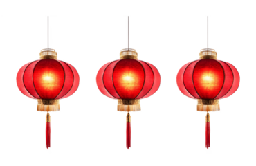 Chinese red lanterns on a white background. isolated background.