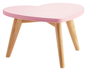 PNG  Heart-shaped pink wooden table