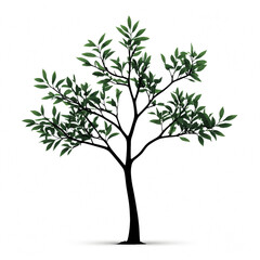 Obraz premium Minimalistic green tree silhouette illustration